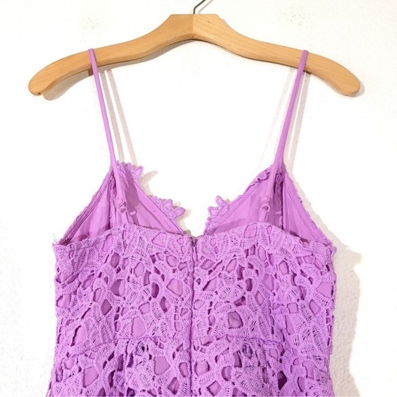 NEW ASTR Sheer Lace V Neck A Line Fit and Flare Midi Dress Orchid Purple XS - Picture 9 of 13